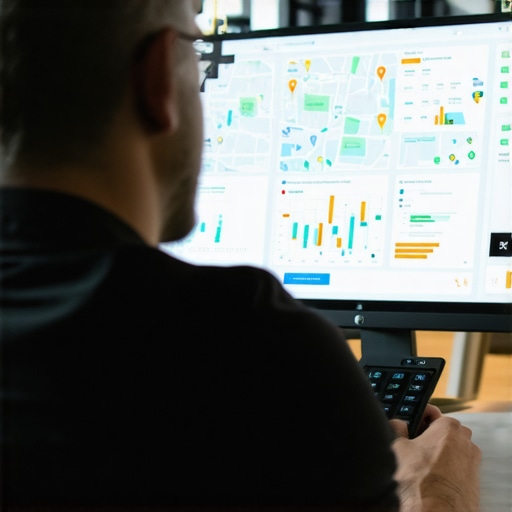 Business owner reviewing local SEO analytics and maps data.