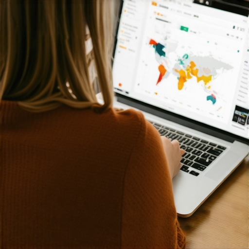 Person reviewing local SEO analytics on a laptop with maps and graphs