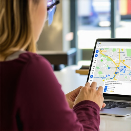 Business owner optimizing Google My Business profile on laptop