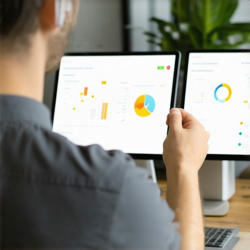 Business owner analyzing GMB analytics data on a computer