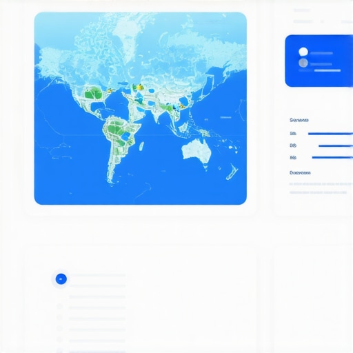 Futuristic dashboard with AI analytics and maps for local SEO