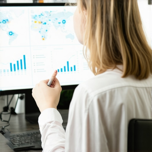 Advanced Maps SEO Data Analysis Business owner reviewing maps SEO analytics on a computer