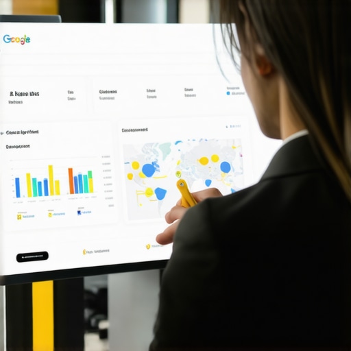 Analyzing GMB Metrics Person studying Google My Business analytics on a computer screen