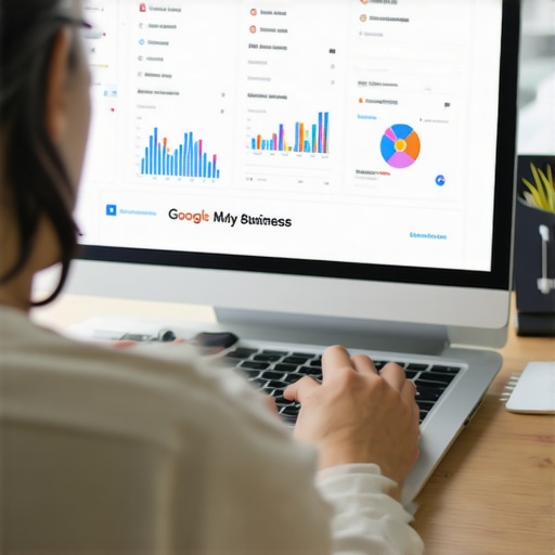 Person managing GMB listing with SEO tools on a laptop