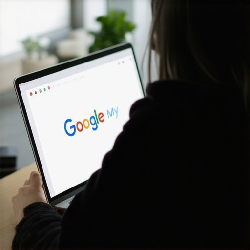 Person editing Google My Business profile on a laptop