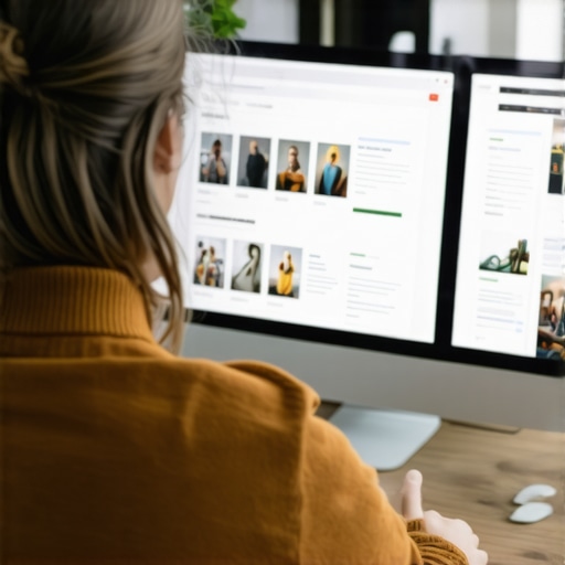 Engaging GMB Content Creation Business owner designing interactive and visual Google My Business posts on a laptop.