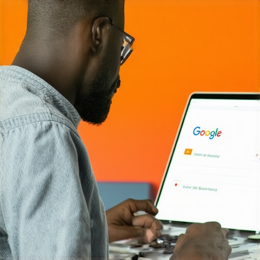 Business owner editing GMB profile on laptop