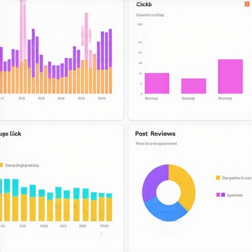Analytics dashboard displaying Google My Business engagement metrics with colorful charts