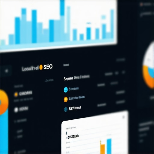 A computer screen displaying local SEO and Google My Business analytics charts.
