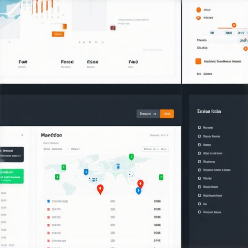 Screenshot of a dashboard with maps, analytics, and SEO metrics for local business growth.