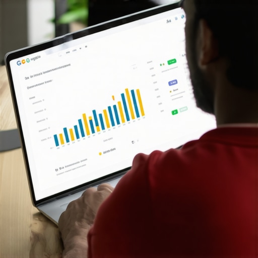 Optimizing GMB Profile Business owner editing GMB profile and reviewing analytics on laptop.
