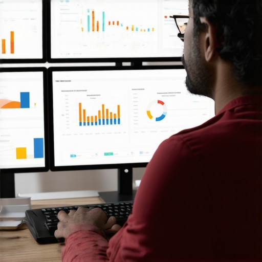 A person reviewing local SEO analytics on a computer, highlighting tools used for maintaining GMB engagement.