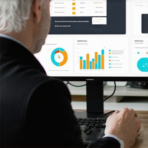 Person reviewing Google My Business analytics on a monitor with graphs
