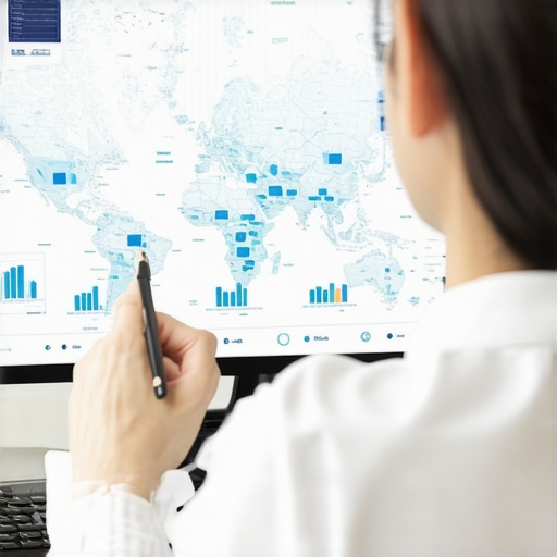 Marketing professional reviewing SEO analytics on a computer for local business mapping success