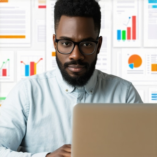 Local business owner analyzing maps SEO analytics on a laptop