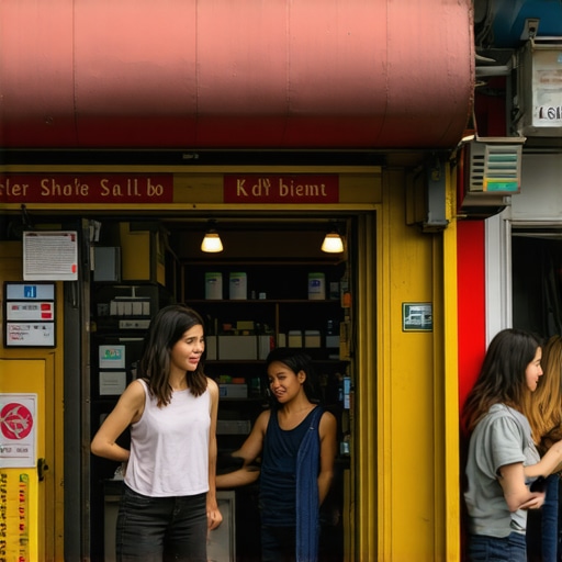 Vibrant storefront with customers enjoying the shop environment