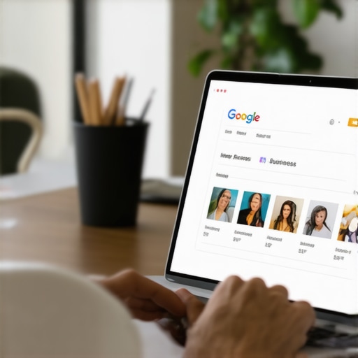 Optimizing GMB Profile for Better Clicks Business owner uploading photos and editing profile on Google My Business