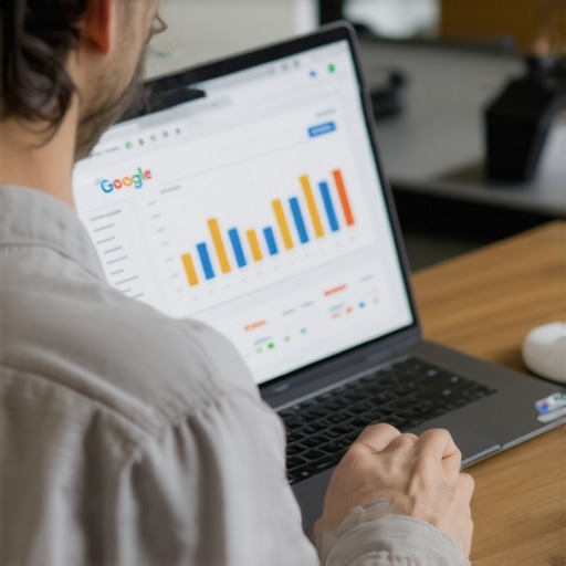 Person editing their Google My Business profile to improve local search performance.