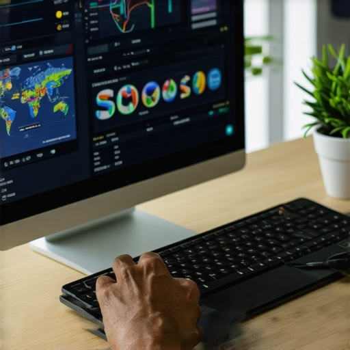 Person analyzing Google Maps engagement metrics on a laptop screen with charts and maps.