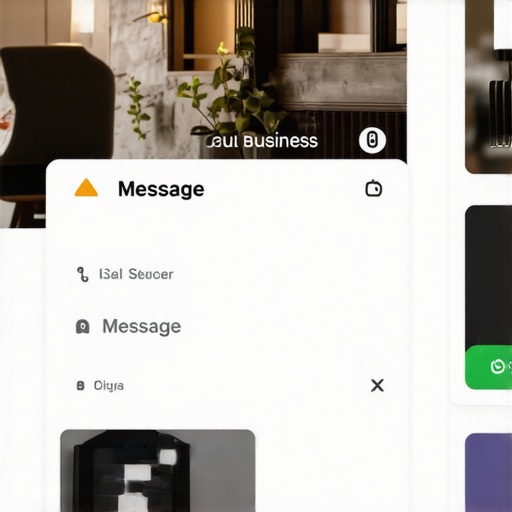Google My Business profile with prominent call and message buttons, annotated for emphasis.
