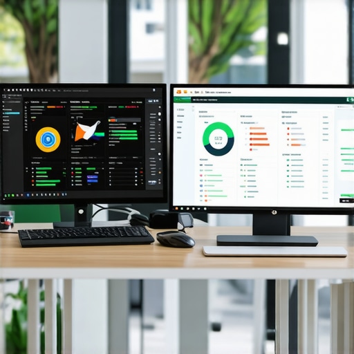 Desk with multiple SEO analysis tools open on computer screens, symbolizing ongoing local search success