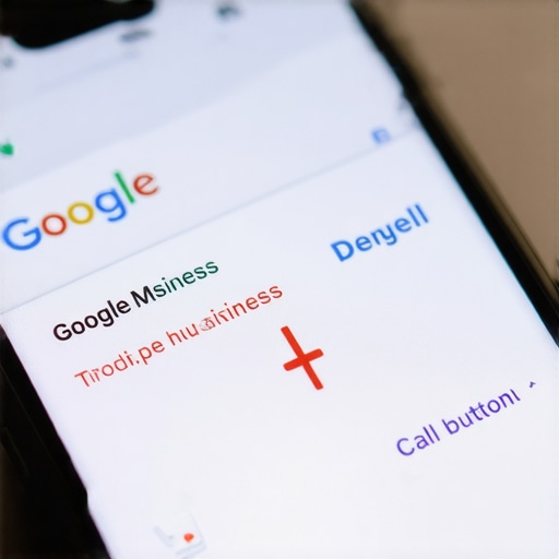 Smartphone screen showing Google My Business profile highlighting the call button