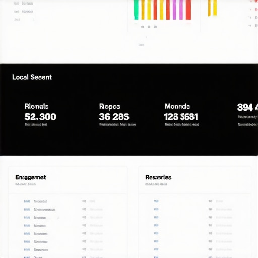 A dashboard displaying local SEO metrics and Google My Business insights.